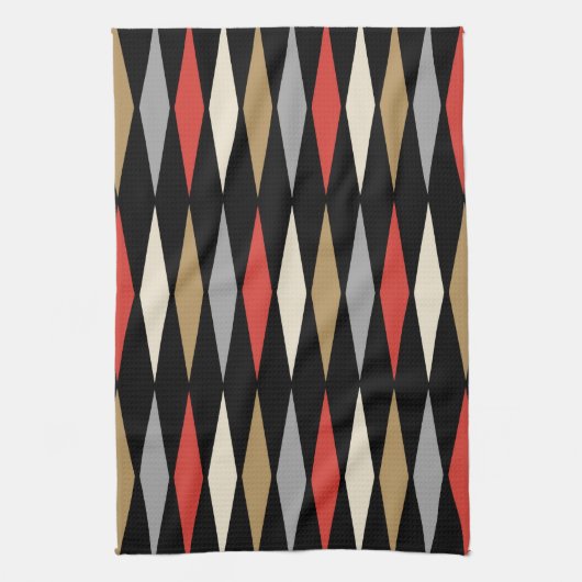 Retro Midden Eeuw Modern Diamant Patroon Theedoek (Verticaal)