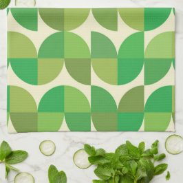 Retro Midden eeuw Modern Groen Geometrisch patroon Theedoek