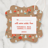 Retro Midden-Eeuw Modern Kerst Vakantie Bedankjes Labels (Achterkant)