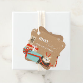 Retro Midden-Eeuw Modern Kerst Vakantie Bedankjes Labels