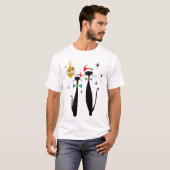 Retro Midden Eeuw Modern Koele Kat Kerstmis T-shirt (Voorkant volledig)