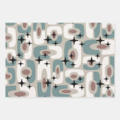 Retro Midden Eeuw Modern Kosmisch Abstract Patroon Inpakpapier Vel (Voorkant 2)