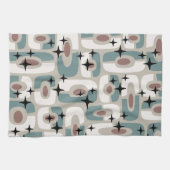 Retro Midden Eeuw Modern Kosmisch Abstract Patroon Theedoek (Horizontaal)