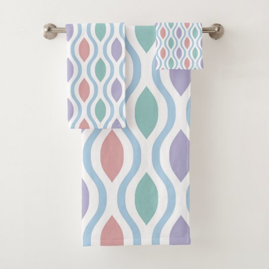 Retro Midden Eeuw Modern Ogee Patroon Bad Handdoek (Insitu)