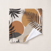 Retro midden eeuw moderne herfst bloemenpalmblad bad handdoek (Wasdoekje)