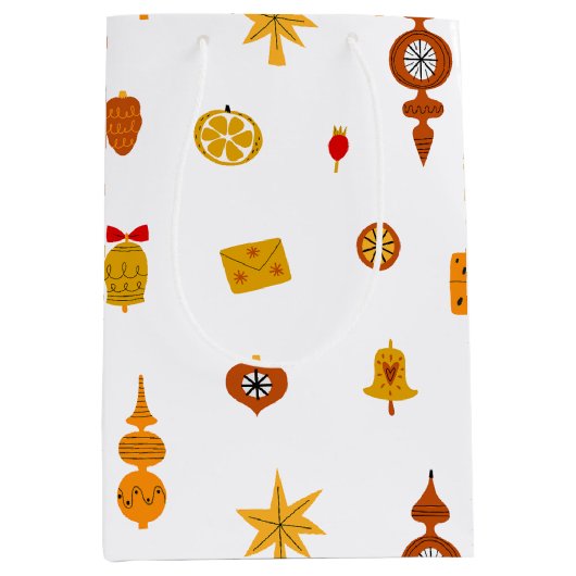 Retro Midden-Eeuw Moderne Kerst Iconen Medium Cadeauzakje (Voorkant)