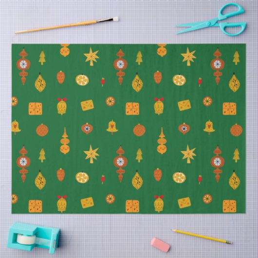 Retro Midden-Eeuw Moderne Kerst Iconen Tissuepapier (Craft)