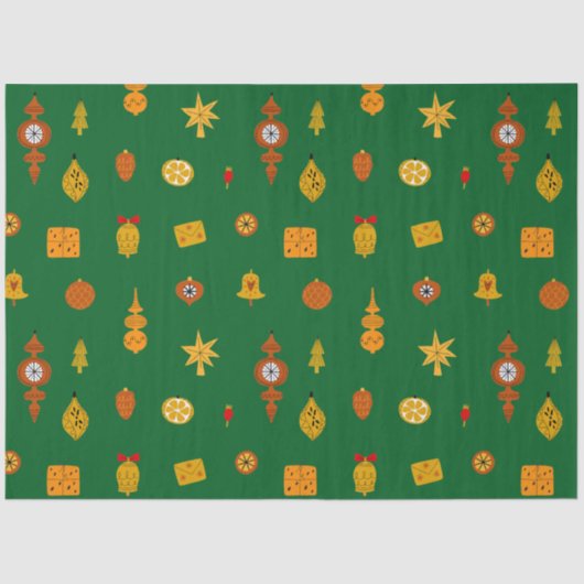 Retro Midden-Eeuw Moderne Kerst Iconen Tissuepapier (Voorkant)