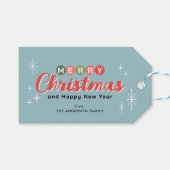 Retro Midden-eeuw Moderne Kerstmis Cadeaulabel (Voorkant (Horizontaal))