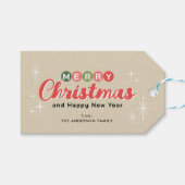 Retro Midden-eeuw Moderne Kerstmis Cadeaulabel (Voorkant (Horizontaal))