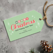 Retro Midden-eeuw Moderne Kerstmis Cadeaulabel