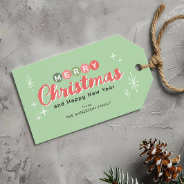 Retro Midden-eeuw Moderne Kerstmis Cadeaulabel