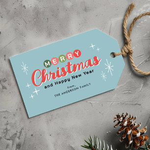 Retro Midden-eeuw Moderne Kerstmis Cadeaulabel