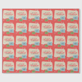 Retro Midden-eeuw Moderne Kerstmis Cadeaupapier (Vlak)
