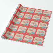 Retro Midden-eeuw Moderne Kerstmis Cadeaupapier (Uitgerold)