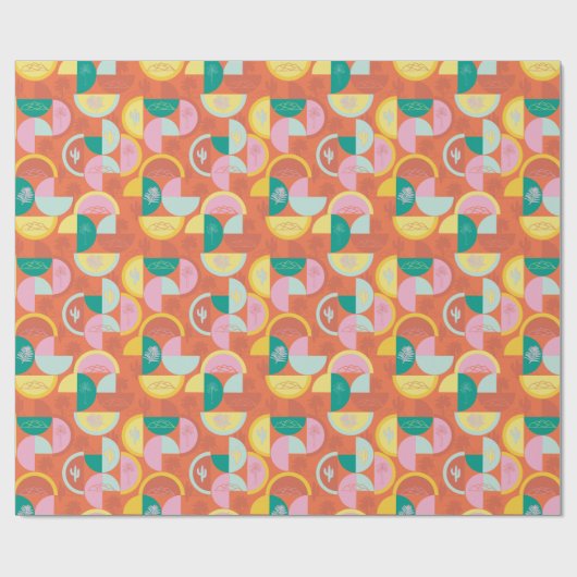 Retro Midden-Eeuw Moderne Zonnige Palm Springs Cadeaupapier (Vlak)