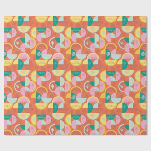 Retro Midden-Eeuw Moderne Zonnige Palm Springs Cadeaupapier (Vlak)