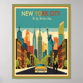 Retro Midden-eeuw New York City Poster