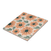 Retro  midden eeuw perzik bloempatroon tegeltje (Zijkant)