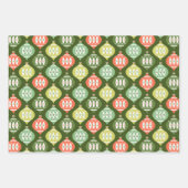 Retro Midden Eeuw Rood & Olijfgroen Kerstmis Inpakpapier Vel (Voorkant)