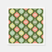 Retro Midden Eeuw Rood & Olijfgroen Kerstmis Servet (Voorkant)