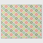 Retro Midden Eeuw Rood, Perzik & Groen Kerstfeest Cadeaupapier (Vlak)