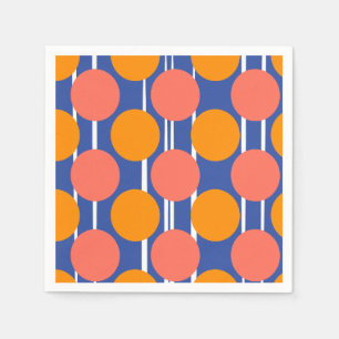 Retro Midden Eeuw Stijl Oranje Blauwe Stip Partij Servet