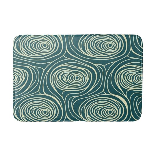 Retro Midden Eeuw Teal en Crème Abstracte Draaikol Badmat (Voorkant)