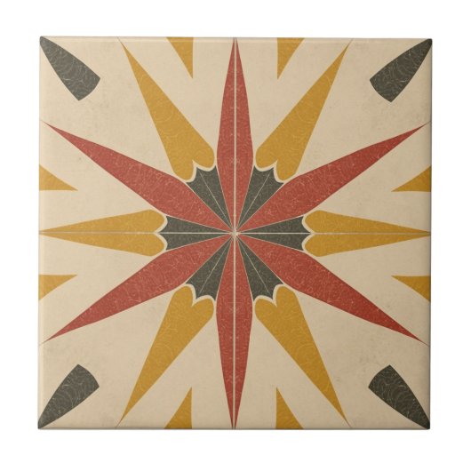 Retro Midden Eeuw vintage Atomaire Geometrisch Pat Tegeltje (Voorkant)