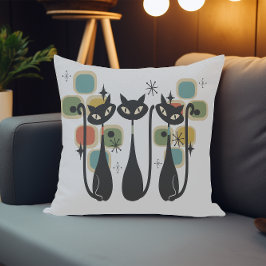 Retro Midden Eeuw Zwart Atomaire Katten  Kussen