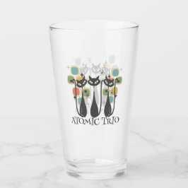 Retro Midden Eeuw Zwart Atomaire Katten MCM Glas