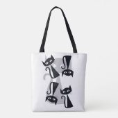 Retro, midden eeuw zwarte katten tote bag (Achterkant)