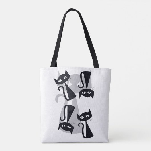 Retro, midden eeuw zwarte katten tote bag (Achterkant)