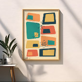Retro Midden-eeuws atoomtijdperk Abstracte kunst Poster