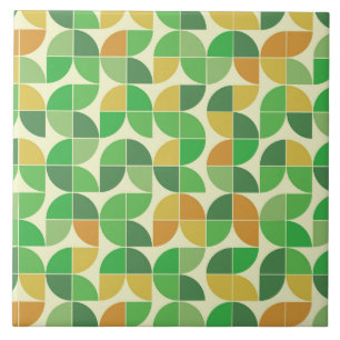 Retro Midden eeuws Geometrisch bloemmotief groen Tegeltje
