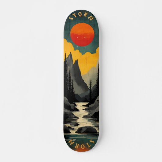 Retro  Midden-Eeuwse Bergzonsondergang Persoonlijk Skateboard (Voorkant)