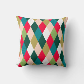 Retro Midden-Eeuwse Harlekijn Diamanten Kerstkleur Kussen