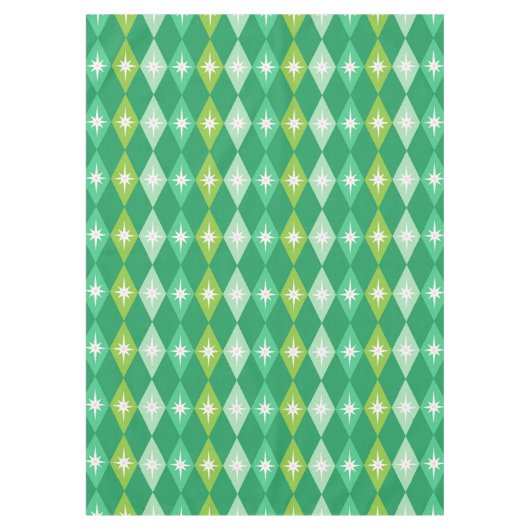Retro Midden-Eeuwse Kerst Diamanten Groen Tafelkleed (Voorkant)