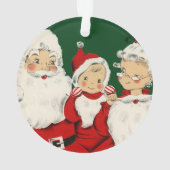 Retro Midden-Eeuwse Kerstman Familie – Kitsch Clau Ornament (achterkant)