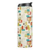 Retro Midden-eeuwse kleurrijke geometrische vormen Thermosbeker (Gedraaid links)