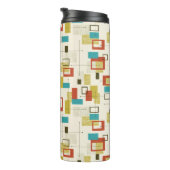 Retro Midden-eeuwse kleurrijke geometrische vormen Thermosbeker (Geroteerd rechts)