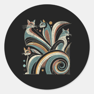 Retro Midden-eeuwse Modern Look Cats 50s 60s Ronde Sticker