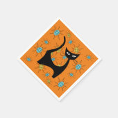 Retro Midden-Eeuwse Moderne Atoomkat Servet (Hoek)