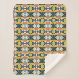 Retro Midden-Eeuwse Moderne Geometrische Patroon Sherpa Deken