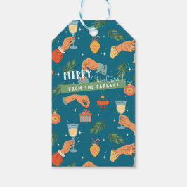 Retro Midden-Eeuwse Moderne Kerst Vakantie Cadeau Cadeaulabel