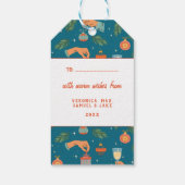 Retro Midden-Eeuwse Moderne Kerst Vakantie Cadeau Cadeaulabel (Achterkant)