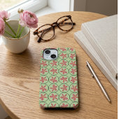 Retro Midden-Eeuwse Saliegroen en Roze Geometrisch Case-Mate iPhone Case
