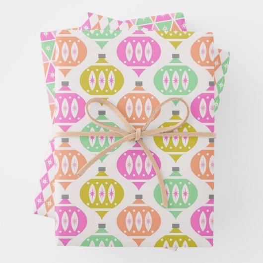 Retro Midden Eeuwse Sieraden Perzik Groen Kerstmis Inpakpapier Vel (In situ)