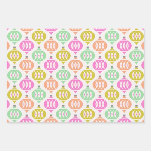 Retro Midden Eeuwse Sieraden Perzik Groen Kerstmis Inpakpapier Vel (Voorkant)