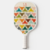 Retro Midden-Eeuwse Stierpatroon Monogram Pickleball Paddle (Achterkant)